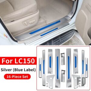 トヨタ ステンレスドアシルペダル ランドクルーザープラド 150 LC150 FJ150 しきい値アップグレード室内装飾アクセサリー - Silver-(Blue-Label)