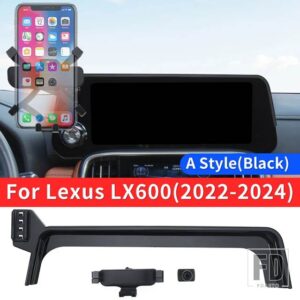 レクサス LX600 500D 2022 2023 2024 車専用電話ホルダー LX 600 インテリアアクセサリーアップグレード電話ベース - A Style Black