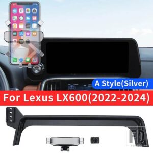 レクサス LX600 500D 2022 2023 2024 車専用電話ホルダー LX 600 インテリアアクセサリーアップグレード電話ベース - A Style Silver