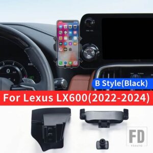 レクサス LX600 500D 2022 2023 2024 車専用電話ホルダー LX 600 インテリアアクセサリーアップグレード電話ベース - B Style Black