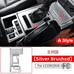 トヨタ 2018-2023 右舵車 ランドクルーザープラド 150 ステンレスパネルギアボックスカバー LC150 J150 インテリアアクセサリー - A Style Silver