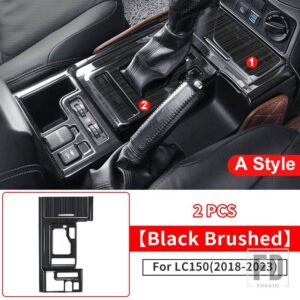 トヨタ 2018-2023 右舵車 ランドクルーザープラド 150 ステンレスパネルギアボックスカバー LC150 J150 インテリアアクセサリー - A Style Black