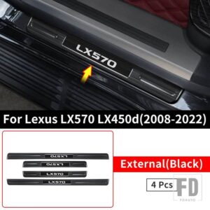 レクサス ステンレス閾値 LX 570 LX570 2008-2018-22 内装アクセサリー - Black Trim Strip