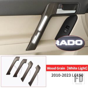 トヨタ 2010-2022 ランドクルーザープラド 150 LC150 FJ150 内装アクセサリーハンドルアームレスト木目カバー - Wood Grain White