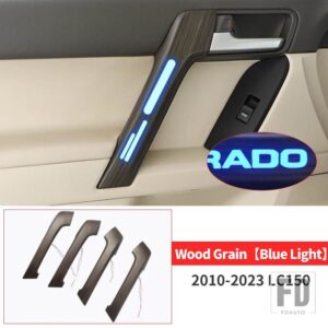 トヨタ 2010-2022 ランドクルーザープラド 150 LC150 FJ150 内装アクセサリーハンドルアームレスト木目カバー - Wood Grain Blue