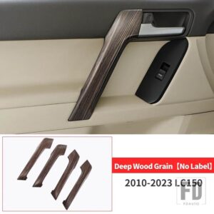 トヨタ 2010-2022 ランドクルーザープラド 150 LC150 FJ150 内装アクセサリーハンドルアームレスト木目カバー - Deep Wood Grain
