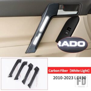 トヨタ 2010-2022 ランドクルーザープラド 150 LC150 FJ150 内装アクセサリーハンドルアームレスト木目カバー - Carbon Fiber White