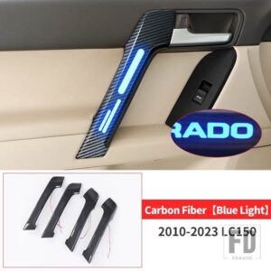 トヨタ 2010-2022 ランドクルーザープラド 150 LC150 FJ150 内装アクセサリーハンドルアームレスト木目カバー - Carbon Fiber Blue