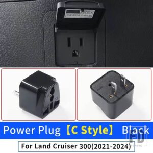 トヨタ トランク電源プラグ 12 ボルトに 220 ボルトコンバータ ランドクルーザー 300 LC300 2021 2022 2024 インテリアアクセサリー - Black-C-Style