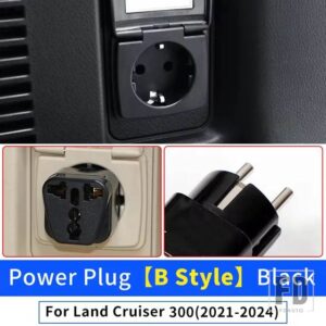 トヨタ トランク電源プラグ 12 ボルトに 220 ボルトコンバータ ランドクルーザー 300 LC300 2021 2022 2024 インテリアアクセサリー - Black B Style