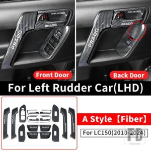 トヨタ ランドクルーザープラド 150 2010-2022-24 ドアハンドル装飾ガラススイッチボタン LC150 インテリアアクセサリー - Fiber A Style LHD