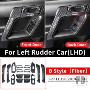 トヨタ ランドクルーザープラド 150 2010-2022-24 ドアハンドル装飾ガラススイッチボタン LC150 インテリアアクセサリー - Fiber B Style LHD