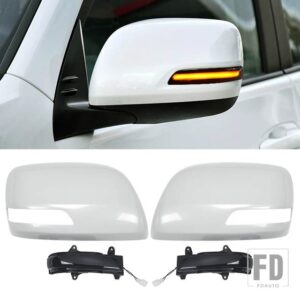 トヨタ 2008-2021 ランドクルーザー 200 プラド 150 バックミラーカバー LC150 LC200 アクセサリー LED ウインカー FJ150 - Pearl White