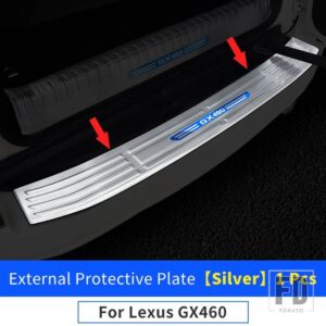 レクサス テールゲートステンレスしきい値プロテクターパネル GX460 GX 460 2010-2022 2021 トランクリアドア装飾アクセサリー - External Silver