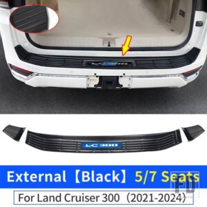 トヨタ ランドクルーザー 300 2021-2024 2023 しきい値テールドアガードボードステンレス LC300 インテリアアップグレードアクセサリー - Outside Black