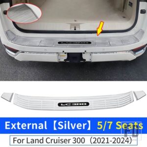 トヨタ ランドクルーザー 300 2021-2024 2023 しきい値テールドアガードボードステンレス LC300 インテリアアップグレードアクセサリー - Outside Silver