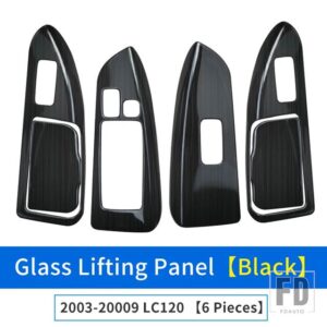 トヨタ 2003-2009 ランドクルーザープラド 120 ガラスコントロールボタンパネル LC120 ドアハンドルアンチスクラッチ FJ120 アクセサリー - 2003-2009 Black