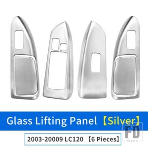トヨタ 2003-2009 ランドクルーザープラド 120 ガラスコントロールボタンパネル LC120 ドアハンドルアンチスクラッチ FJ120 アクセサリー - 2003-2009 Silver