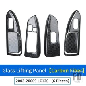 トヨタ 2003-2009 ランドクルーザープラド 120 ガラスコントロールボタンパネル LC120 ドアハンドルアンチスクラッチ FJ120 アクセサリー - Carbon Fiber
