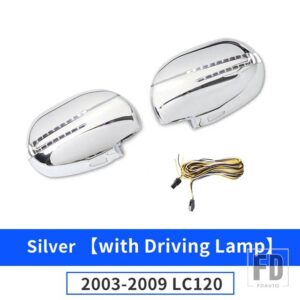 トヨタ ランドクルーザープラド 120 2003-2009 バックミラーカバーダイナミック電球 FJ120 LC120 LED ウインカーアクセサリー - 03-09 Silver A