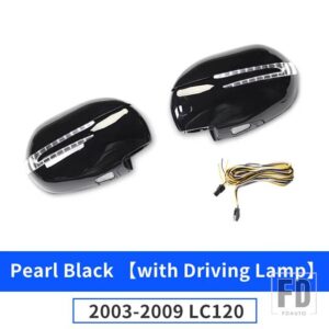 トヨタ ランドクルーザープラド 120 2003-2009 バックミラーカバーダイナミック電球 FJ120 LC120 LED ウインカーアクセサリー - 03-09 Pearl Black A