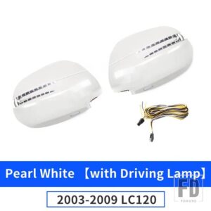 トヨタ ランドクルーザープラド 120 2003-2009 バックミラーカバーダイナミック電球 FJ120 LC120 LED ウインカーアクセサリー - 03-09 Pearl White A