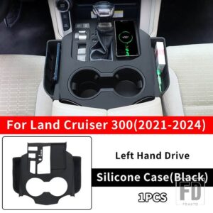 トヨタ 2021-2024 2023 ランドクルーザー 300 右ハンドルセンターコンソール収納スリーブ LC300 インテリアアクセサリー - Black LHD