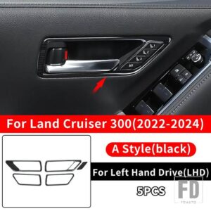 トヨタ ランドクルーザー 300 2022 2024 LC300 チューニング室内装飾アクセサリーアップグレードステンレスドアハンドル - A style black RHD