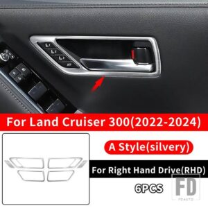 トヨタ ランドクルーザー 300 2022 2024 LC300 チューニング室内装飾アクセサリーアップグレードステンレスドアハンドル - A style silvery LHD