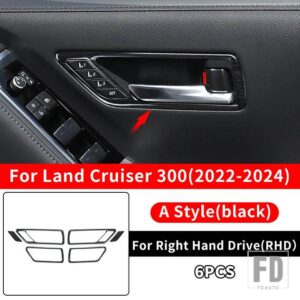 トヨタ ランドクルーザー 300 2022 2024 LC300 チューニング室内装飾アクセサリーアップグレードステンレスドアハンドル - A style black LHD
