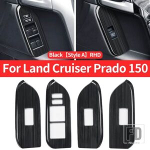 トヨタ 2010-2023 ランドクルーザープラド 150 インテリアアクセサリーガラスボタンパネル FJ150 J15 ドアハンドル - Black Style A RHD