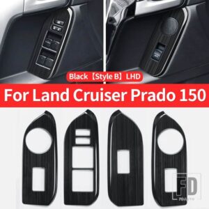 トヨタ 2010-2023 ランドクルーザープラド 150 インテリアアクセサリーガラスボタンパネル FJ150 J15 ドアハンドル - Black Style B LHD