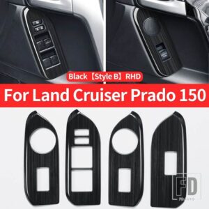 トヨタ 2010-2023 ランドクルーザープラド 150 インテリアアクセサリーガラスボタンパネル FJ150 J15 ドアハンドル - Black Style B RHD