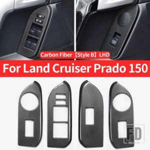 トヨタ 2010-2023 ランドクルーザープラド 150 インテリアアクセサリーガラスボタンパネル FJ150 J15 ドアハンドル - Fiber Style B LHD