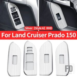 トヨタ 2010-2023 ランドクルーザープラド 150 インテリアアクセサリーガラスボタンパネル FJ150 J15 ドアハンドル - Silver Style A RHD