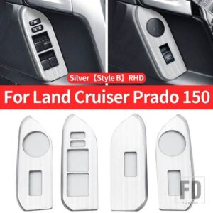 トヨタ 2010-2023 ランドクルーザープラド 150 インテリアアクセサリーガラスボタンパネル FJ150 J15 ドアハンドル - Silver Style B RHD
