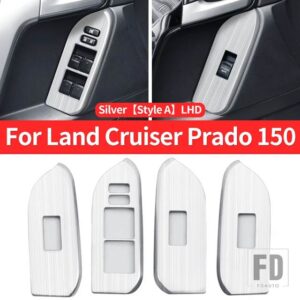 トヨタ 2010-2023 ランドクルーザープラド 150 インテリアアクセサリーガラスボタンパネル FJ150 J15 ドアハンドル - Silver Style A LHD