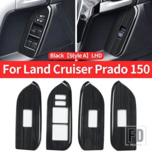 トヨタ 2010-2023 ランドクルーザープラド 150 インテリアアクセサリーガラスボタンパネル FJ150 J15 ドアハンドル - Black Style A LHD
