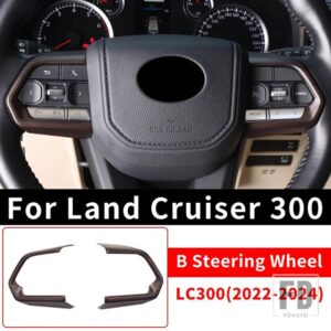 トヨタ 2021-2024 ランドクルーザー 300 高構成ピーチウッドテクスチャインテリアアクセサリー LC300 アップグレード - B Steering Wheel