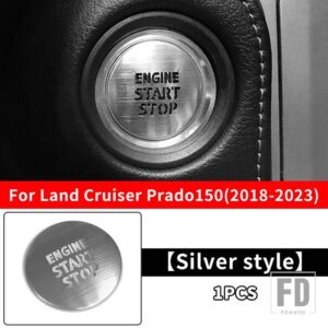 トヨタ ステンレスエンジンスタートストップボタンパッチ ランドクルーザープラド 200 150 インテリアアクセサリー - LC150 Silver
