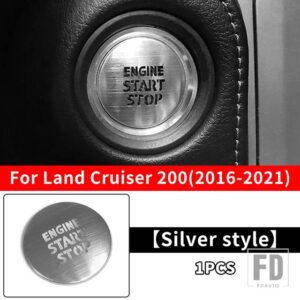 トヨタ ステンレスエンジンスタートストップボタンパッチ ランドクルーザープラド 200 150 インテリアアクセサリー - LC200 Silver
