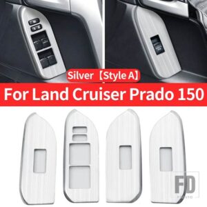 トヨタ 右舵/コントロールウィンドウボタンパネル ランドクルーザープラド 150 LC150 FJ150 2010-2024 チューニングインテリアアクセサリー - Silver A Style RHD