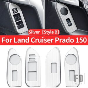 トヨタ 右舵/コントロールウィンドウボタンパネル ランドクルーザープラド 150 LC150 FJ150 2010-2024 チューニングインテリアアクセサリー - Silver B Style RHD