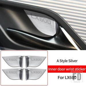 レクサス 2022 2023 2024 LX600 ステンレスドアハンドル装飾ペースト LX500D LX 600 インテリアアップグレードアクセサリー - A Silver Silver