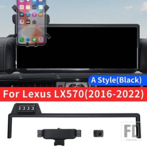 レクサス LX570 450D 2016-2022 2021 車専用電話ホルダー LX 570 インテリアアクセサリーアップグレード電話ベース - A Style Black