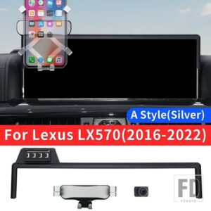 レクサス LX570 450D 2016-2022 2021 車専用電話ホルダー LX 570 インテリアアクセサリーアップグレード電話ベース - A Style Silver