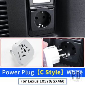 レクサス トランク電源プラグ 12V 220 ボルトコンバータ LX570 GX460 GX400 LX GX 570 460 2008-2023 2021 2020 インテリアアクセサリー - White-C-Style