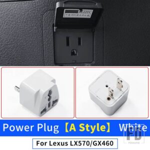 レクサス トランク電源プラグ 12V 220 ボルトコンバータ LX570 GX460 GX400 LX GX 570 460 2008-2023 2021 2020 インテリアアクセサリー - White-A-Style