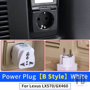 レクサス トランク電源プラグ 12V 220 ボルトコンバータ LX570 GX460 GX400 LX GX 570 460 2008-2023 2021 2020 インテリアアクセサリー - White-B-Style