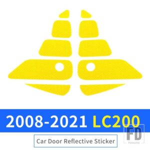 ランドクルーザー 200 用ドア反射ハザードステッカー LC200 アクセサリー車体防止安全のヒント - Orange Yellow